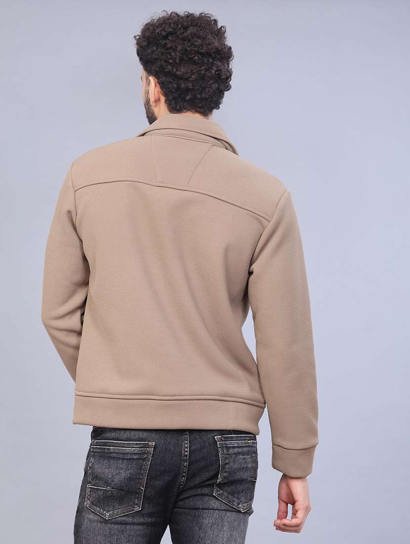 men solid collared long sleeve shacket - 21935426 -  Standard Image - 2