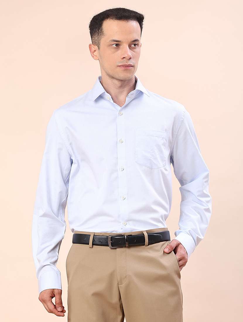 men solid long sleeve collared shirt