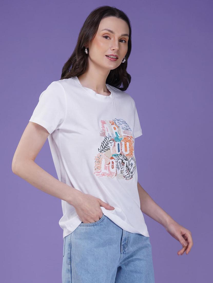 women printed short sleeve regular fit t-shirt - 21935495 - Zoom Image - 0