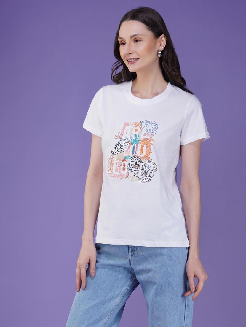women printed short sleeve regular fit t-shirt - 21935495 - Standard Image - 2