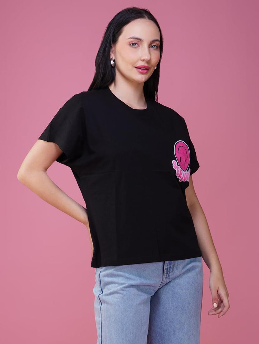 women printed short sleeve loose fit t-shirt - 21935502 - Standard Image - 2