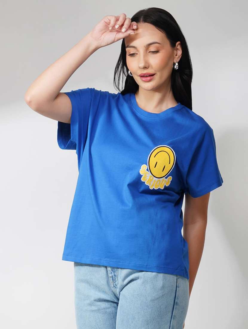 women printed short sleeve loose fit t-shirt