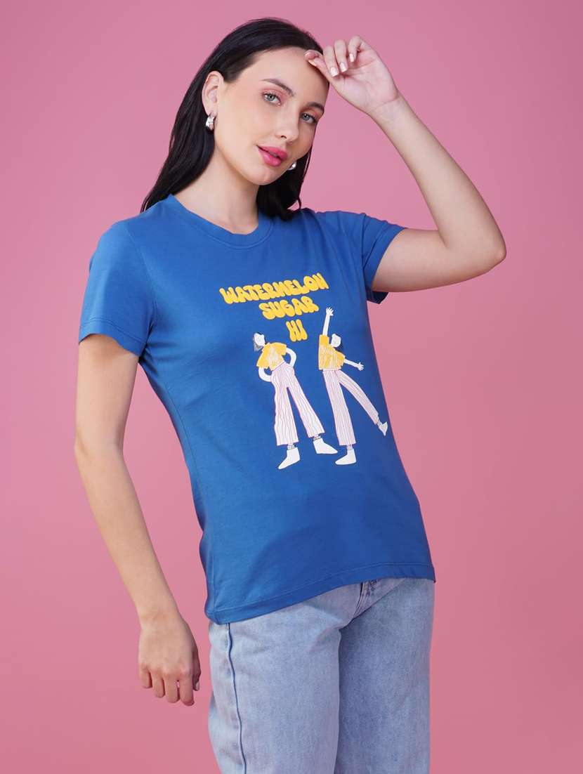 women printed short sleeve regular fit t-shirt - 21935504 -  Standard Image - 2
