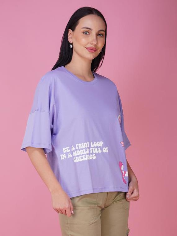 women printed short sleeve loose fit t-shirt - 21935510 - Standard Image - 2