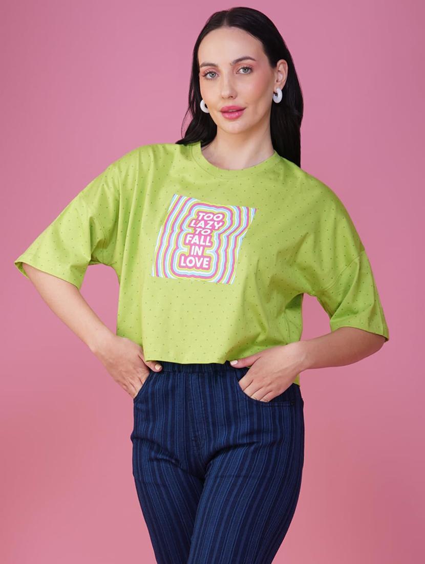 women printed short sleeve regular fit crop t-shirt - 21935513 - Standard Image - 2