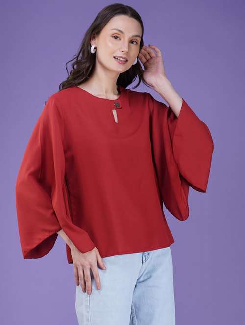 women solid flared sleeve regular top - 21935525 -  Standard Image - 0