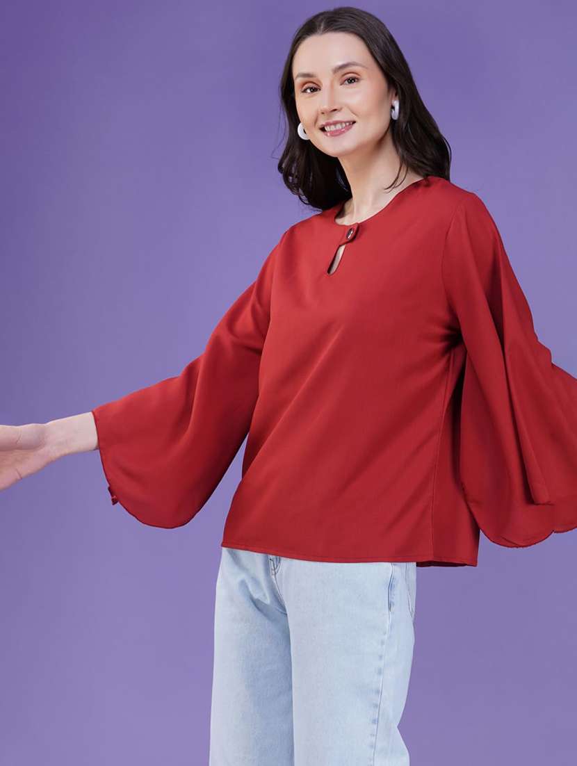 women solid flared sleeve regular top - 21935525 -  Standard Image - 2