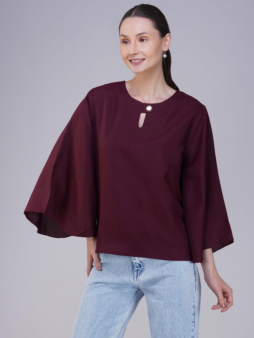 women solid flared sleeve regular top - 21935526 - Zoom Image - 0