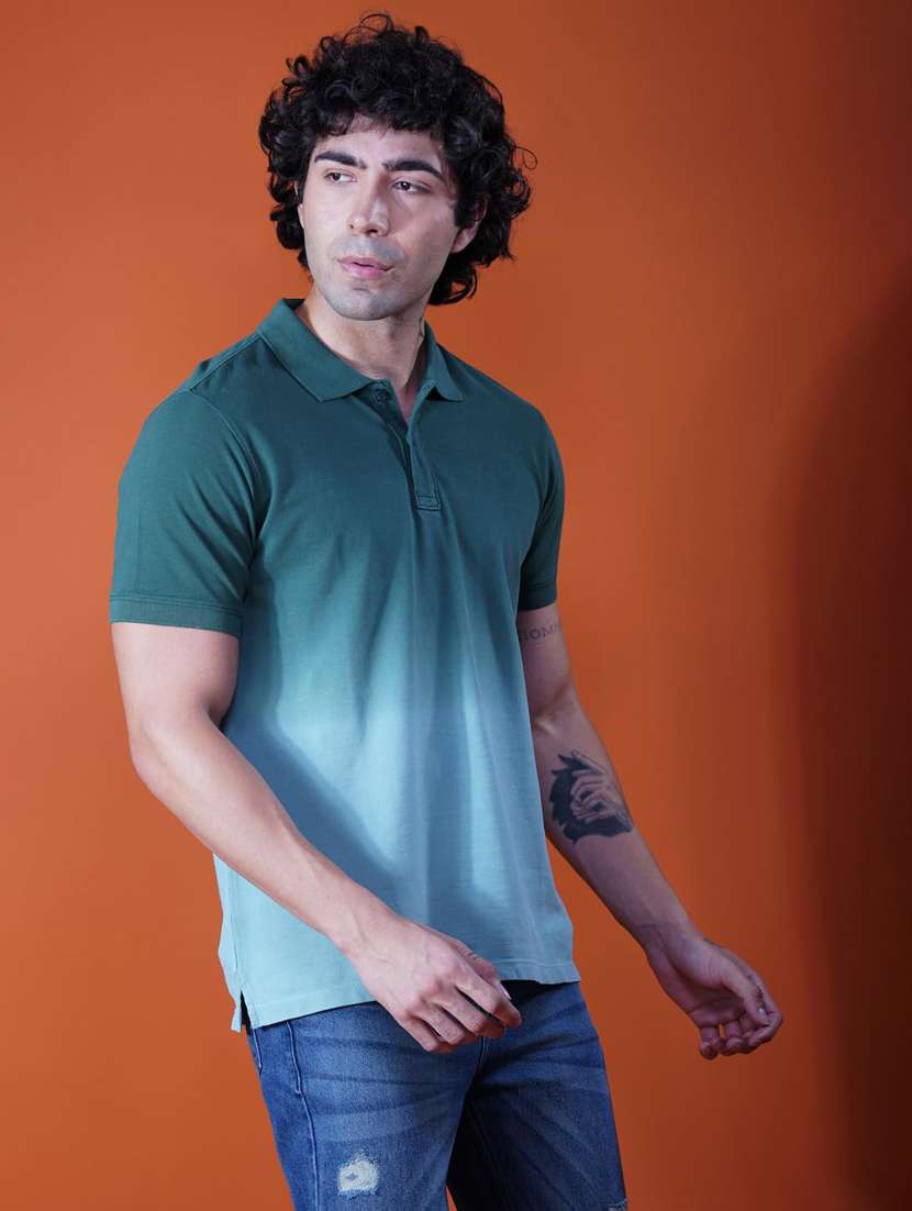 men ombre print short sleeve regular fit polo t-shirt - 21935558 - Standard Image - 2