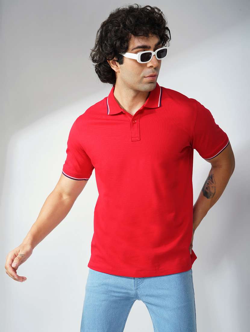 men solid short sleeve regular fit polo t-shirt