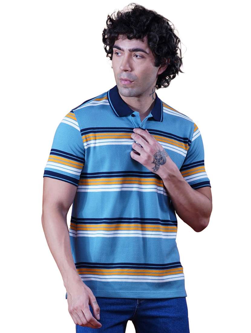 men striped short sleeve regular fit polo t-shirt - 21935564 -  Standard Image - 2