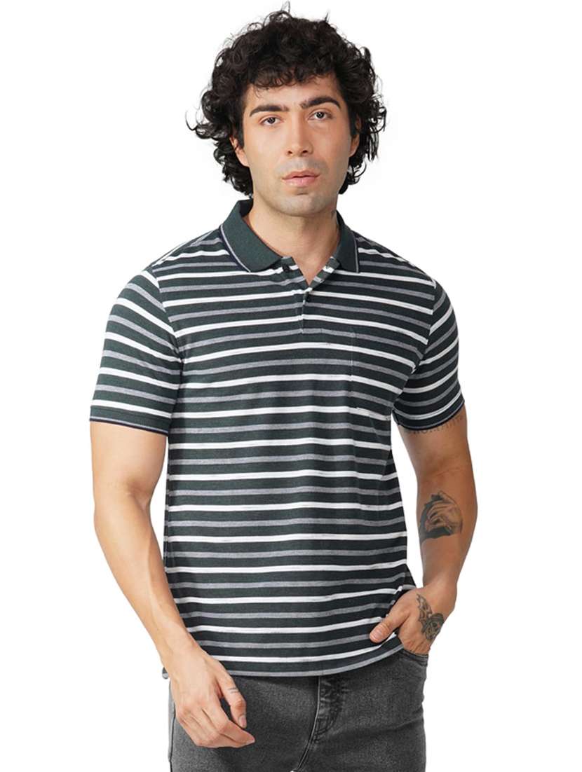 men striped short sleeve regular fit polo t-shirt - 21935574 - Standard Image - 2