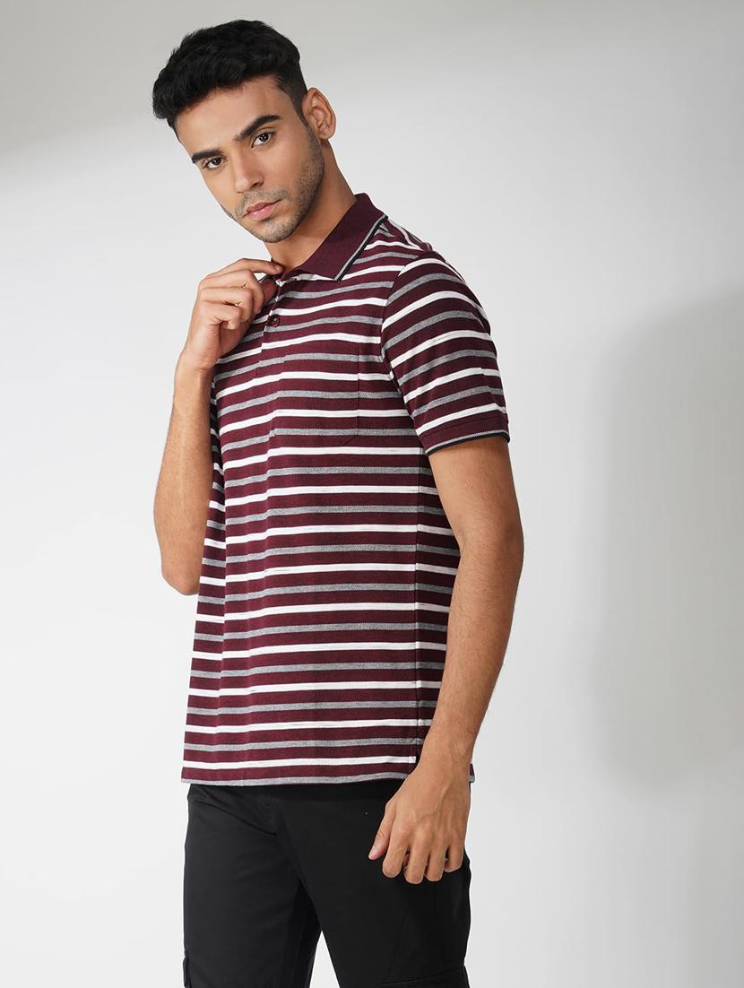 men striped short sleeve regular fit polo t-shirt - 21935575 - Standard Image - 2