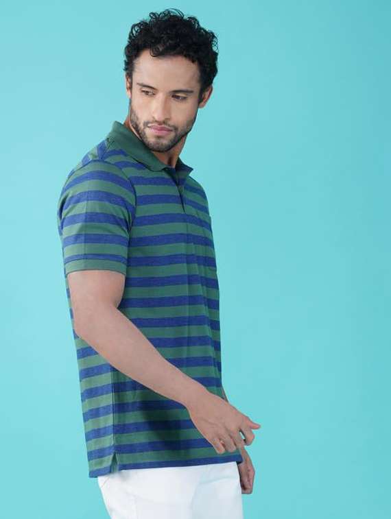 men striped short sleeve regular fit polo t-shirt - 21935576 - Standard Image - 2