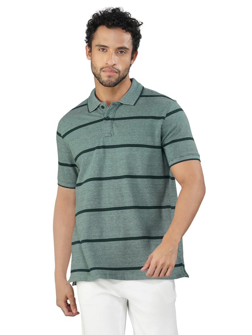 men striped short sleeve regular fit polo t-shirt - 21935577 - Standard Image - 2