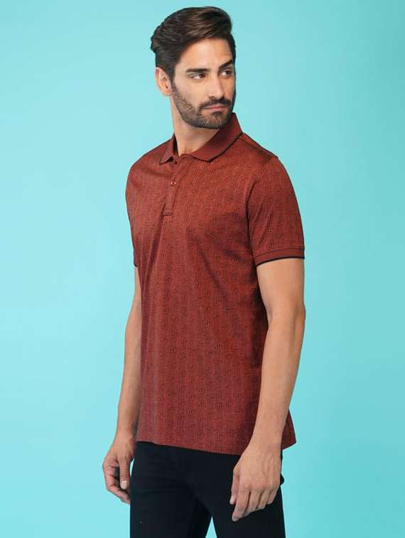 women printed short sleeve regular fit polo t-shirt - 21935597 - Standard Image - 2