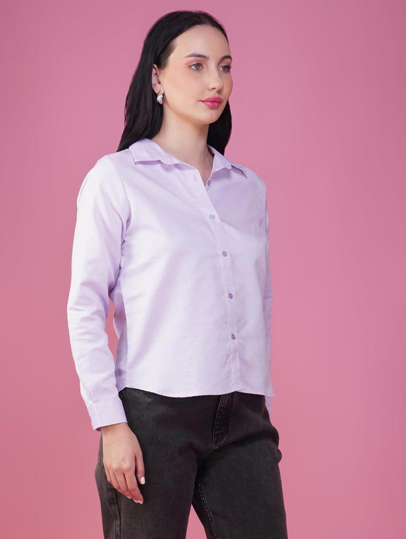 women solid collared long sleeve shirt - 21935598 - Zoom Image - 0