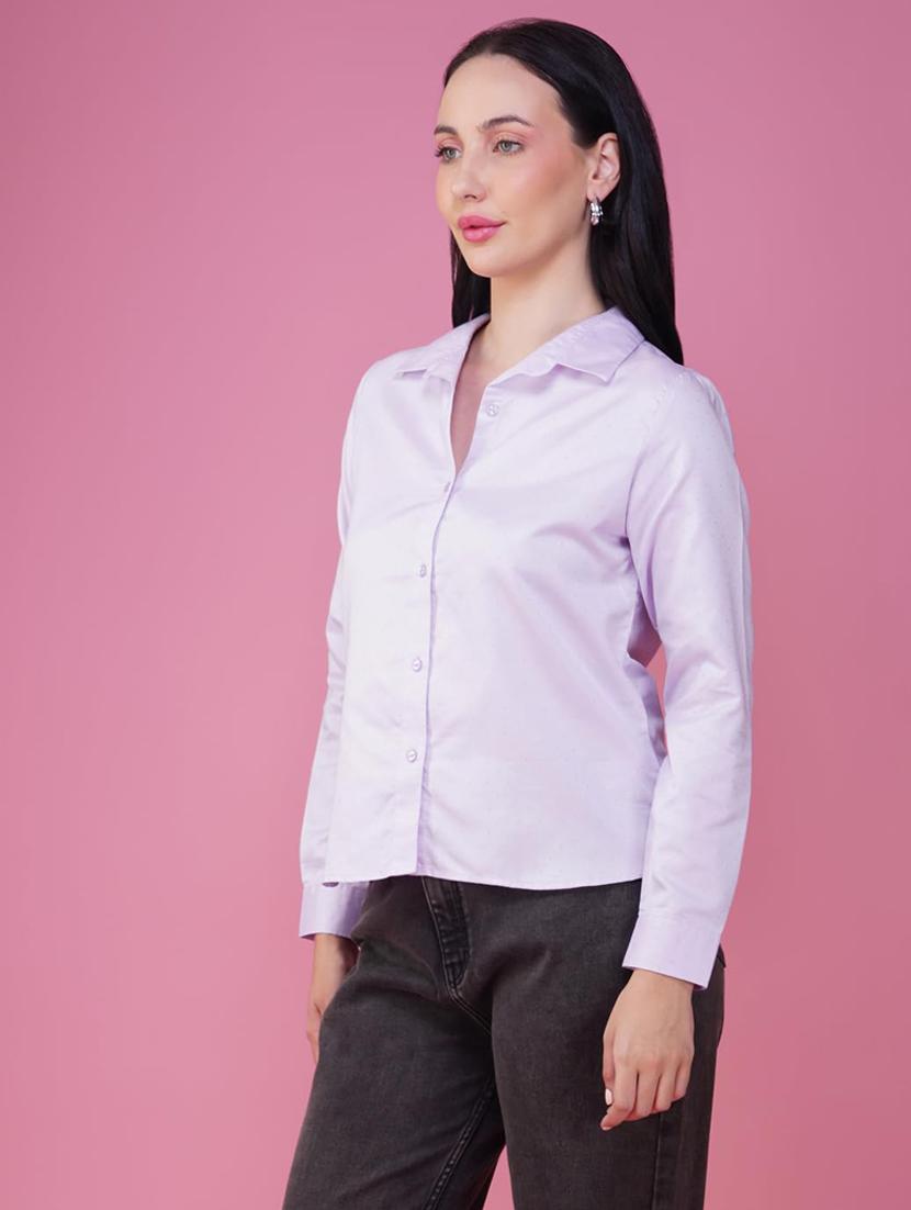 women solid collared long sleeve shirt - 21935598 - Standard Image - 2