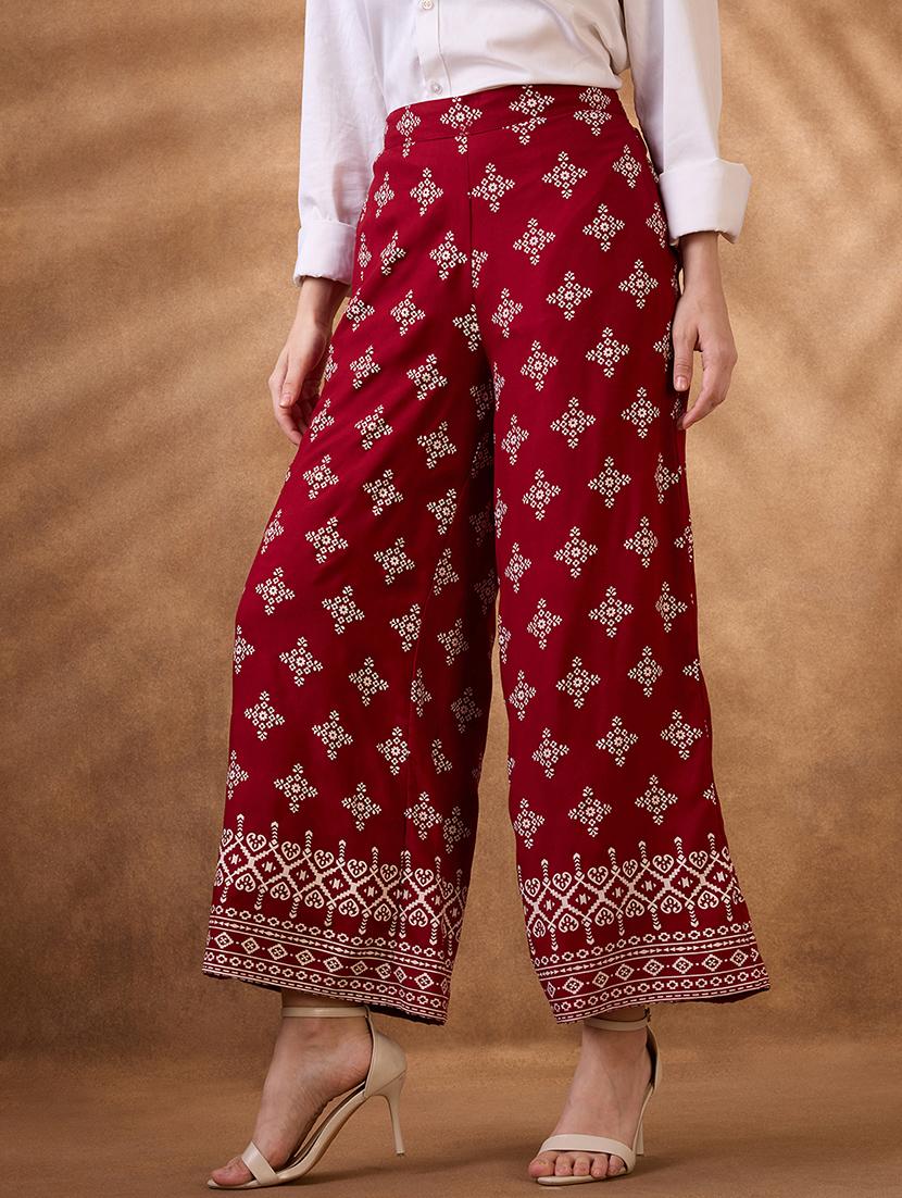 women printed high rise wide leg palazzo - 21935602 -  Zoom Image - 0