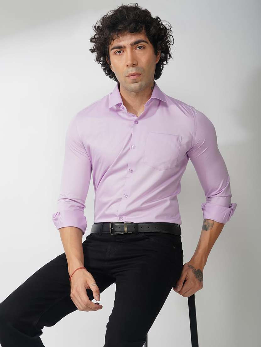 men solid collared long sleeve regular fit shirt - 21935611 - Standard Image - 2