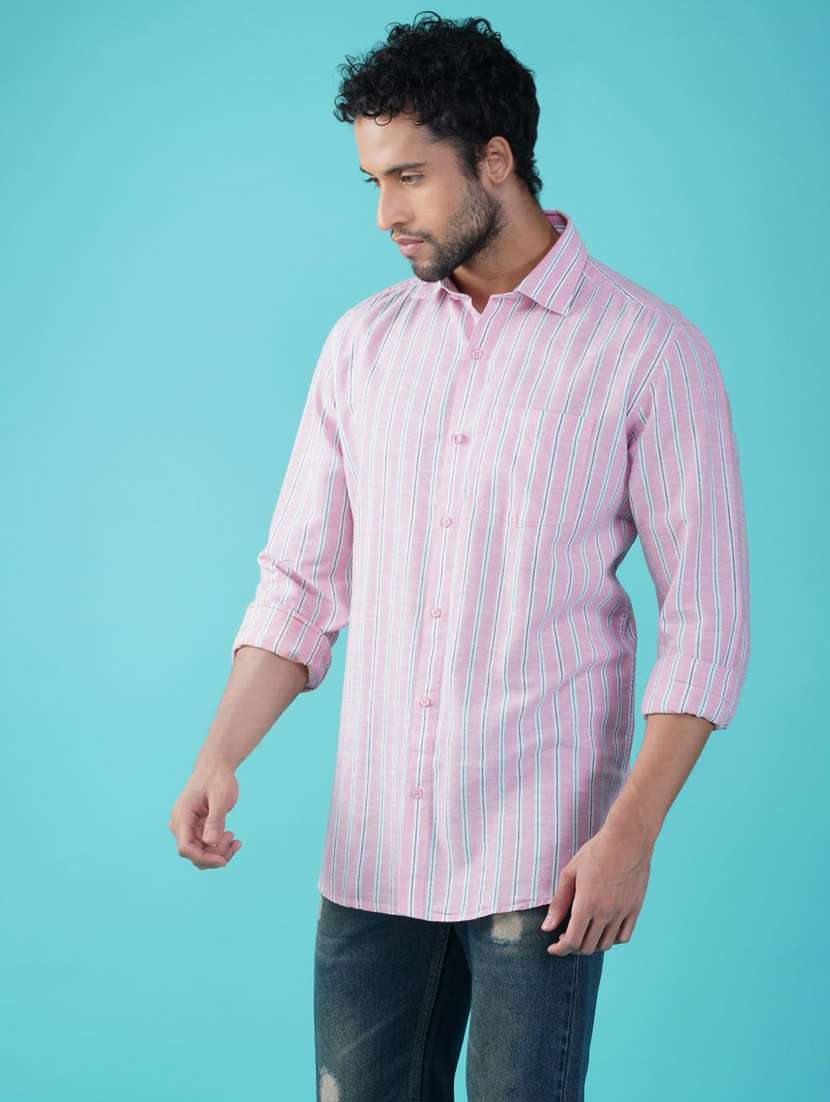 men striped collared long sleeves casual shirt - 21935622 -  Standard Image - 2