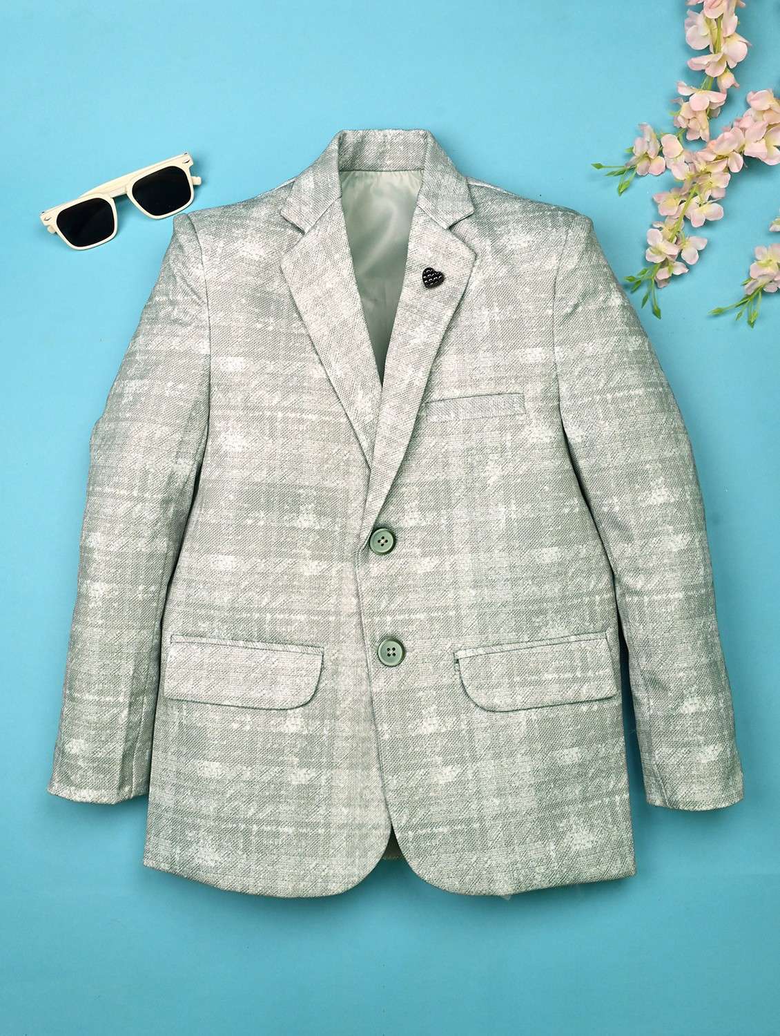 boys printed long sleeve casual blazer
