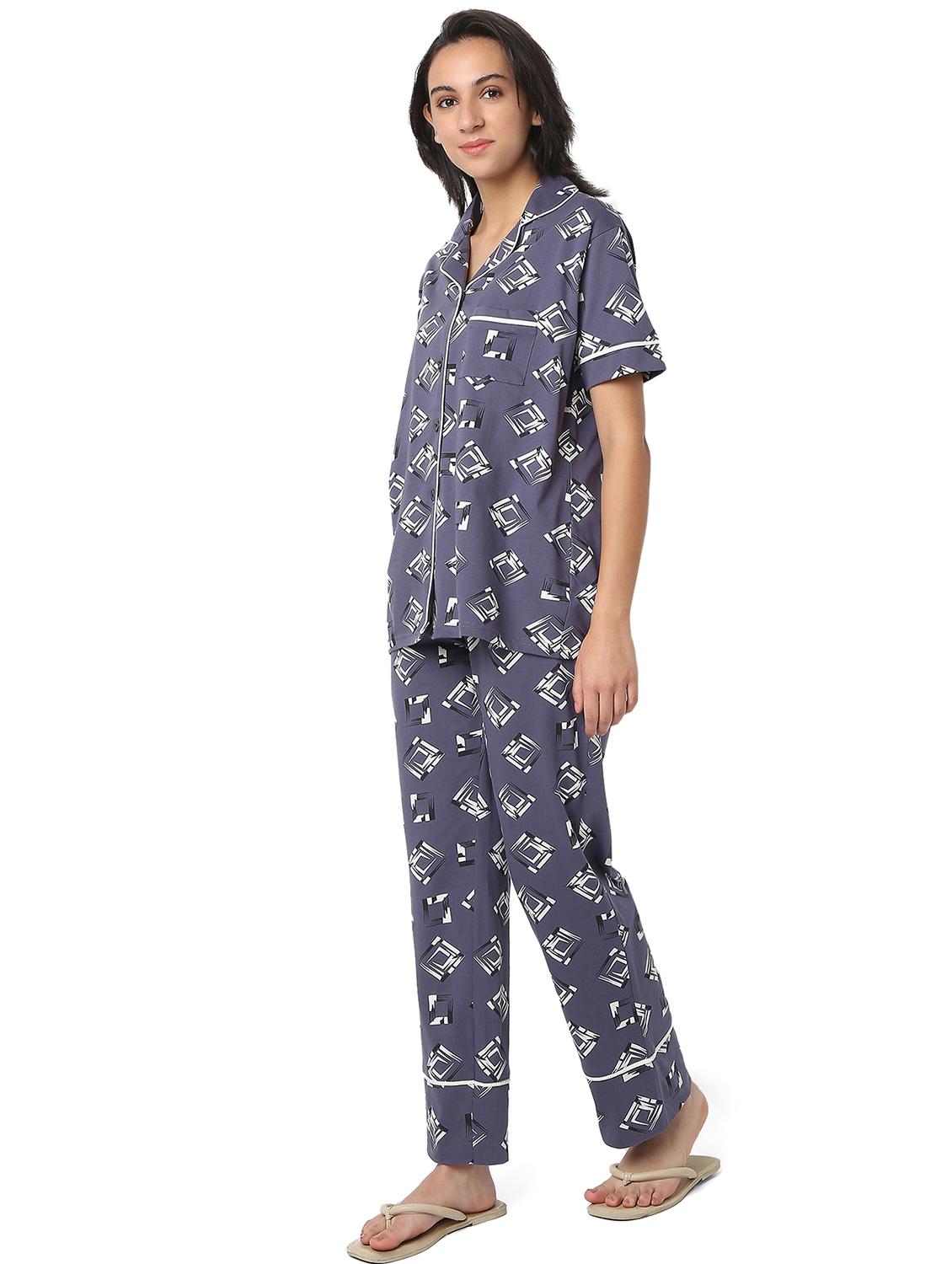 women printed nightwear pyjama set - 21935688 - Standard Image - 2