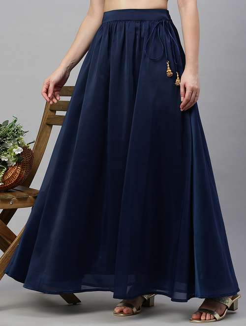 women solid high rise flared skirt - 21935877 -  Standard Image - 0