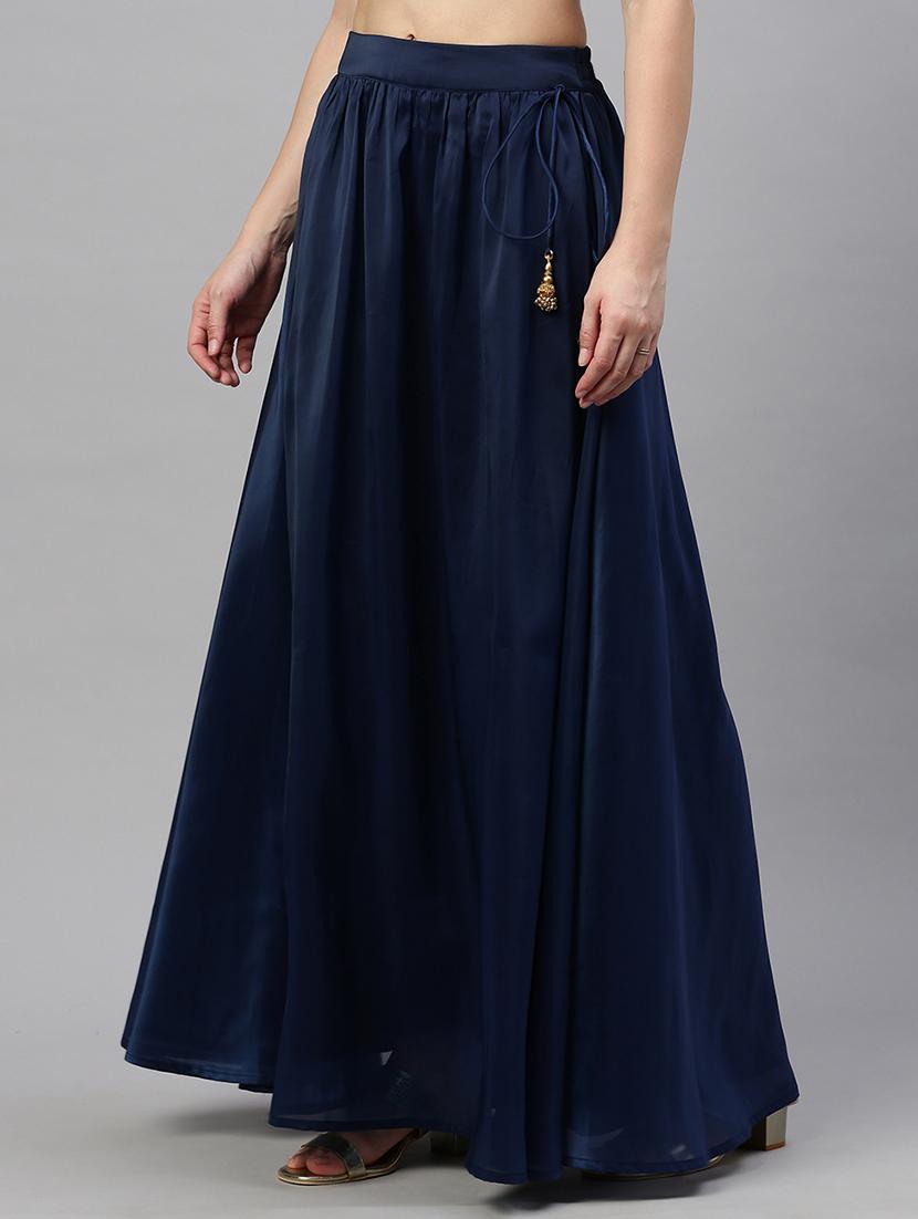 women solid high rise flared skirt - 21935877 - Standard Image - 2