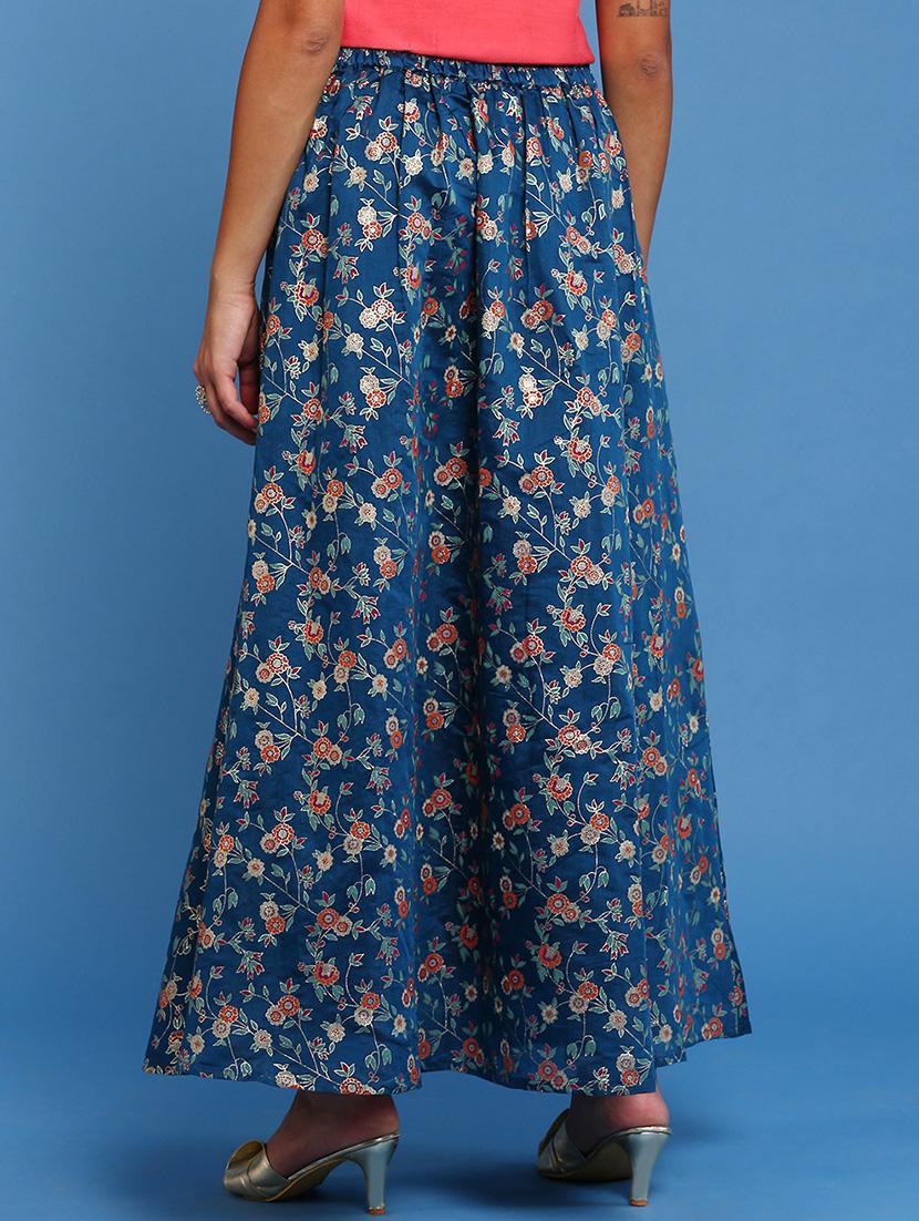 women floral print high rise a-line skirt - 21935882 - Standard Image - 2