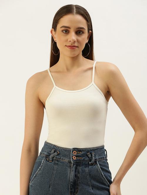 women solid shoulder strap tank top - 21935890 - Standard Image - 0