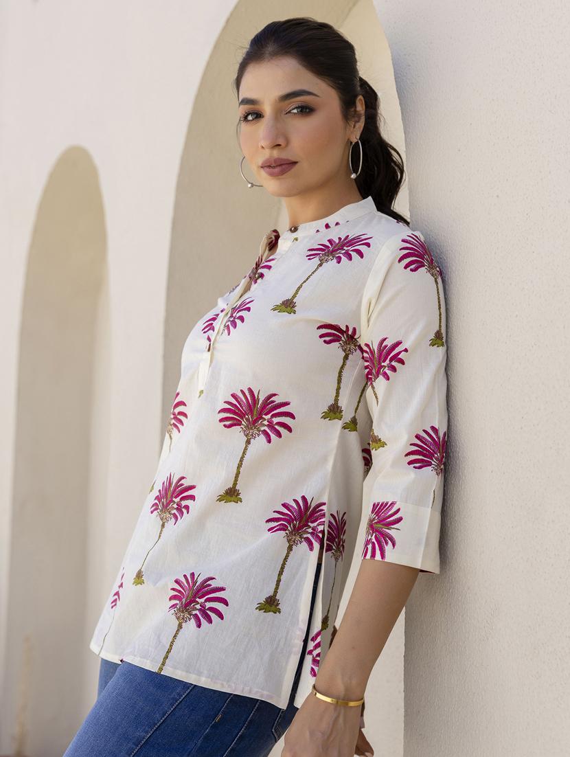 women three quarter sleeve straight kurti - 21935894 - Standard Image - 2