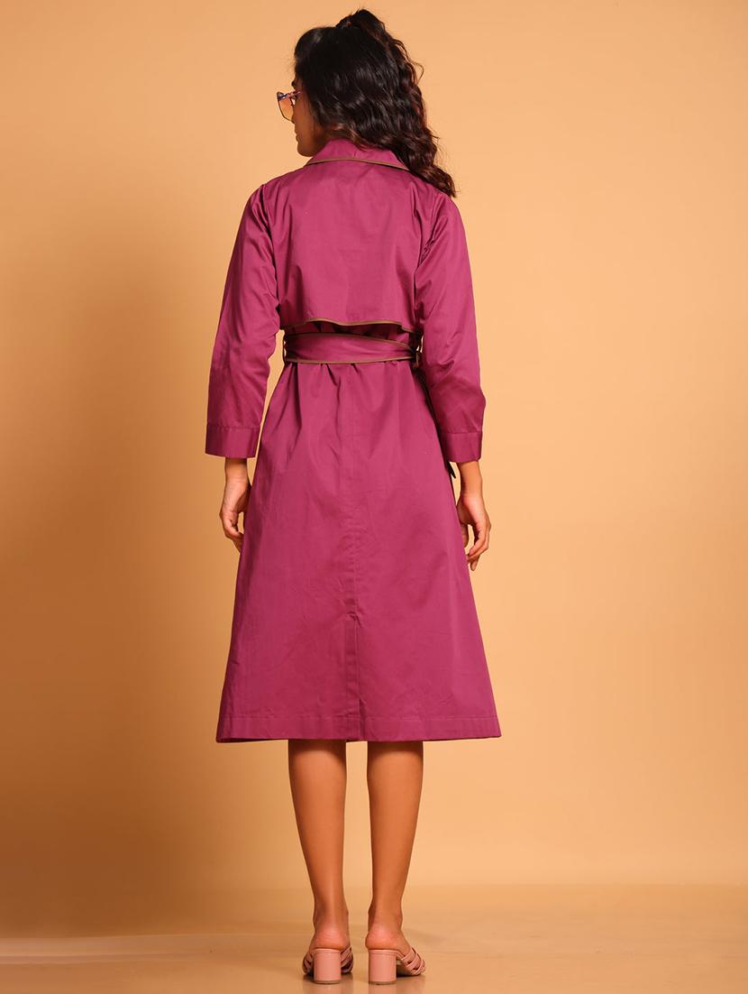 women solid long sleeve coat dress - 21935897 - Standard Image - 2