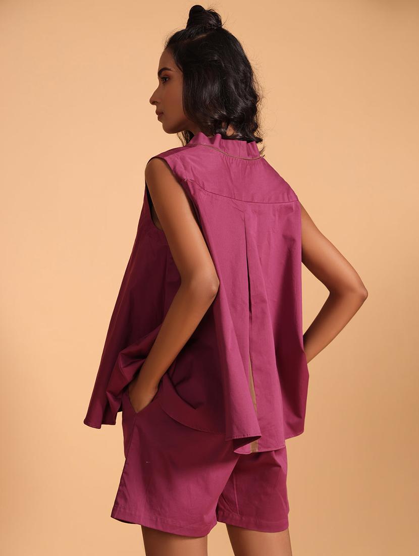 women purple solid sleeveless co-ord set - 21935905 - Standard Image - 2