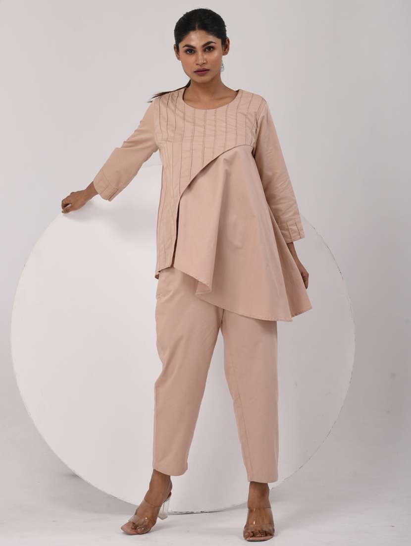 women three quarter sleeve ethnic co-ord set