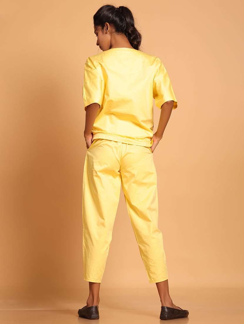 women yellow color block top & trouser co-ord set - 21935910 -  Standard Image - 2