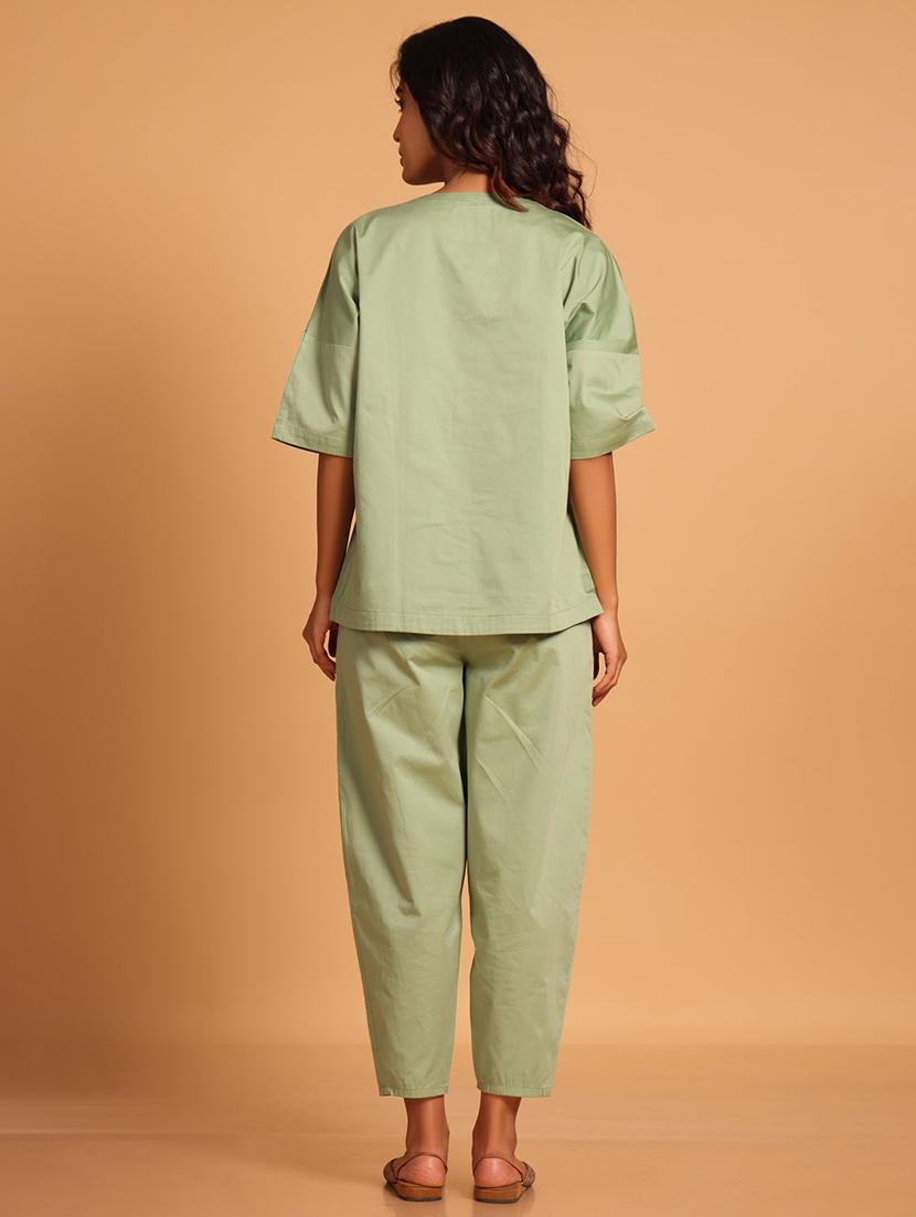 women neo mint color block top & trouser co-ord set - 21935911 - Standard Image - 2