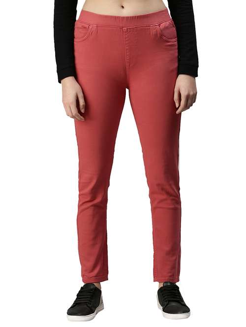 women solid mid rise slim fit jegging - 21935952 - Standard Image - 0
