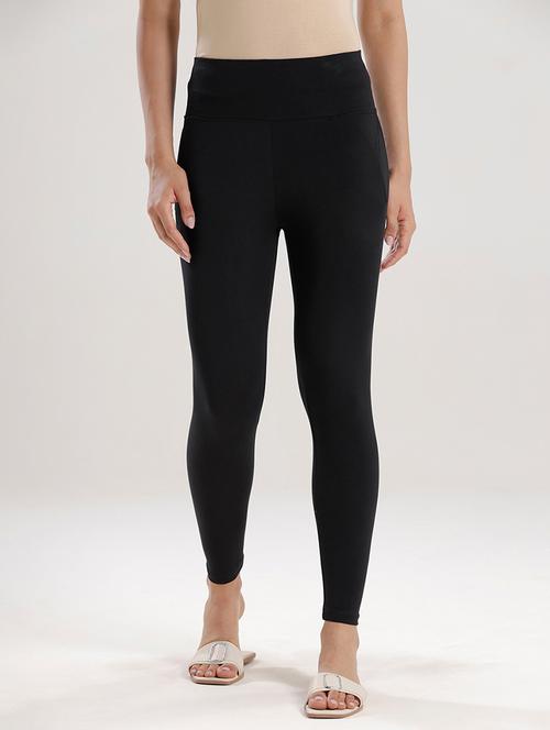 women black solid high rise ankle length legging - 21935958 -  Standard Image - 0