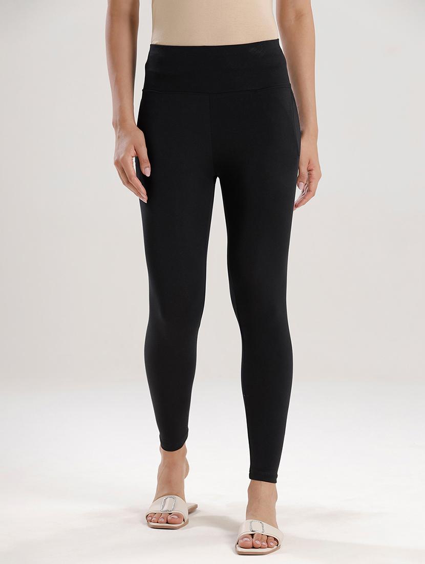 women black solid high rise ankle length legging - 21935958 -  Zoom Image - 0