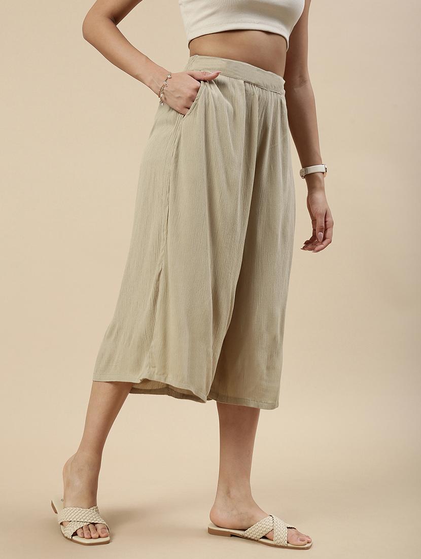 women solid high rise culottes - 21935963 - Standard Image - 2