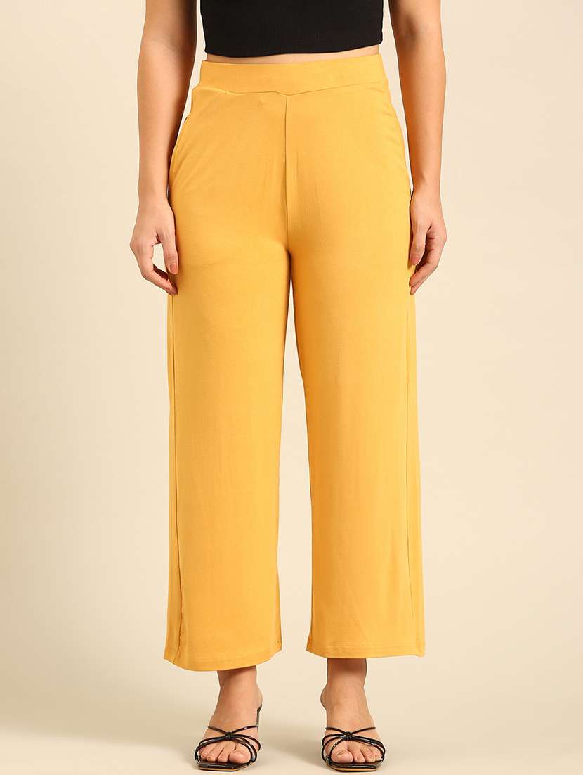 women solid high rise straight palazzo