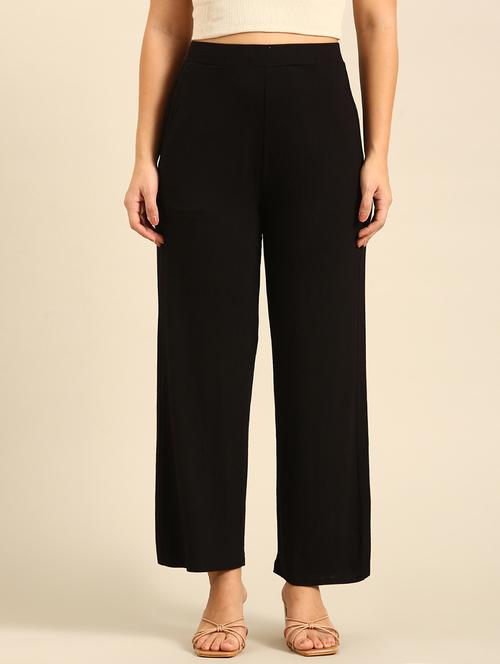 women solid high rise straight palazzo - 21935966 - Standard Image - 0