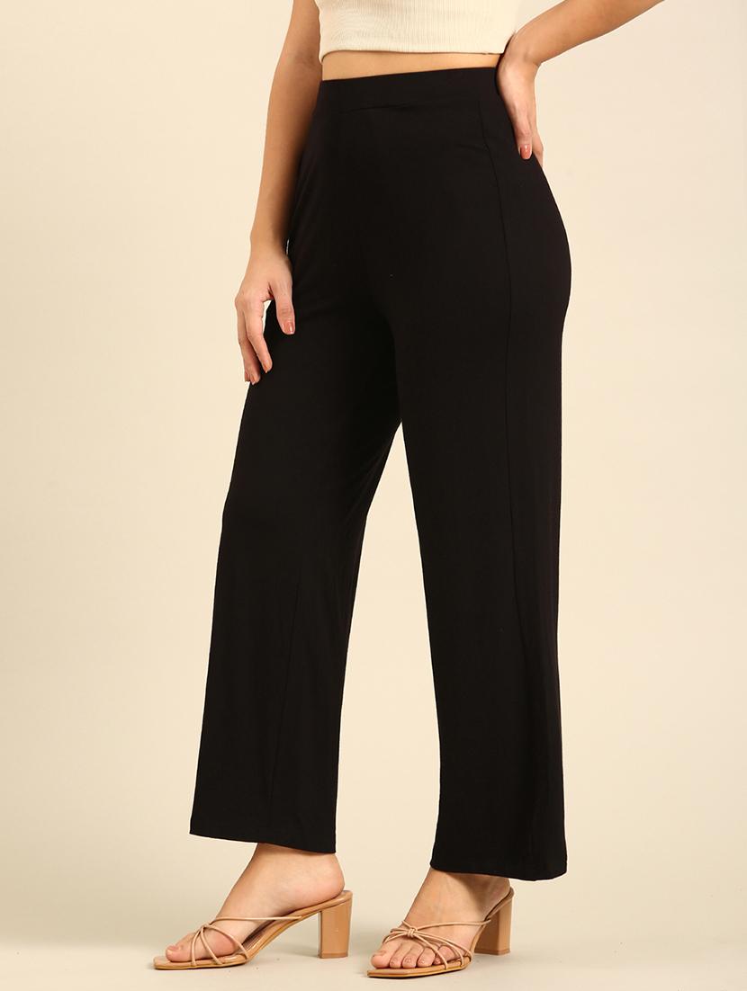 women solid high rise straight palazzo - 21935966 - Standard Image - 2
