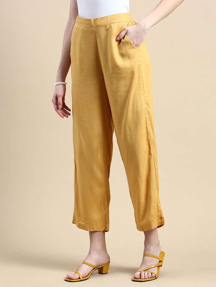 women solid mid rise straight pant - 21935972 -  Standard Image - 2
