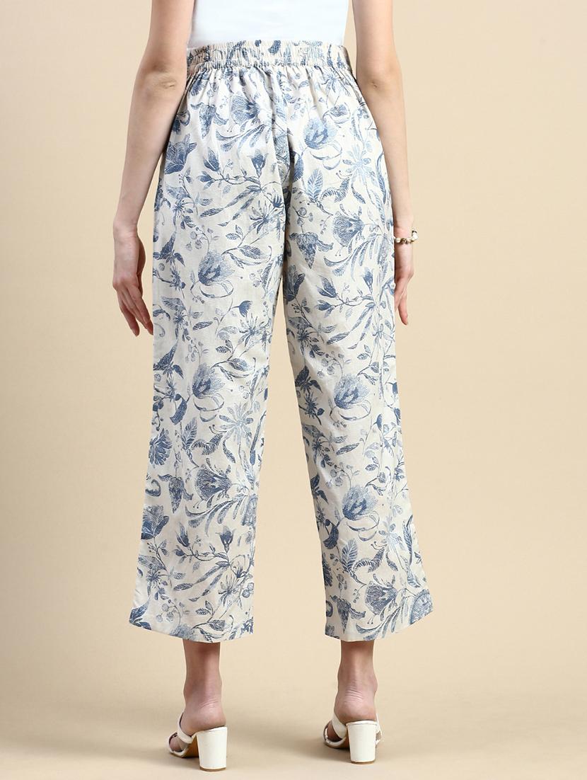 women floral print mid rise straight palazzo - 21935974 - Standard Image - 2