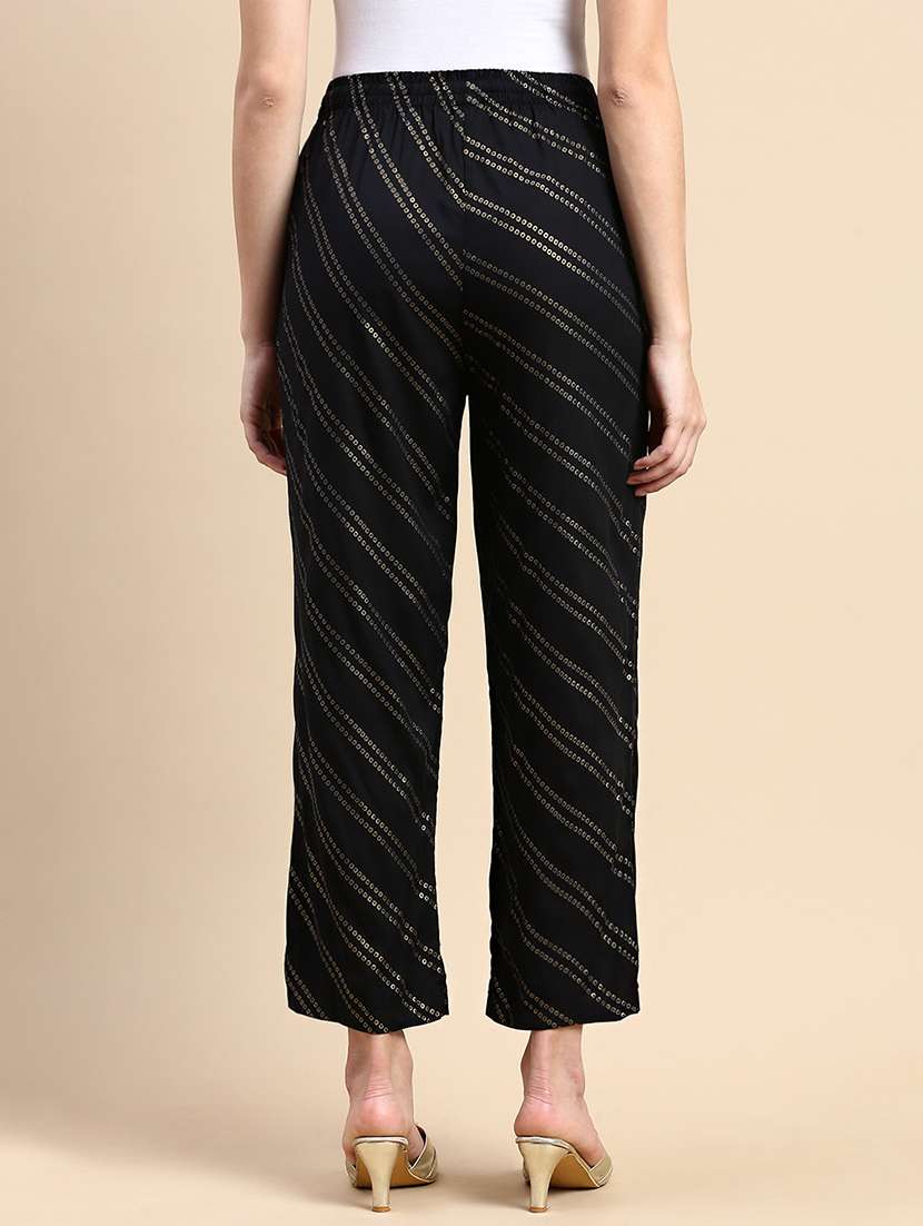 women black straiped mid rise straight pant - 21935978 -  Standard Image - 2