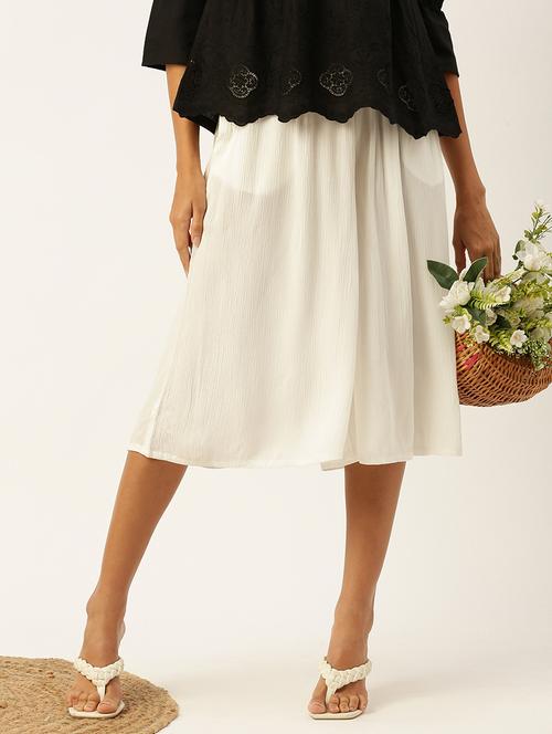 women white solid mid rise culottes - 21935983 - Standard Image - 0
