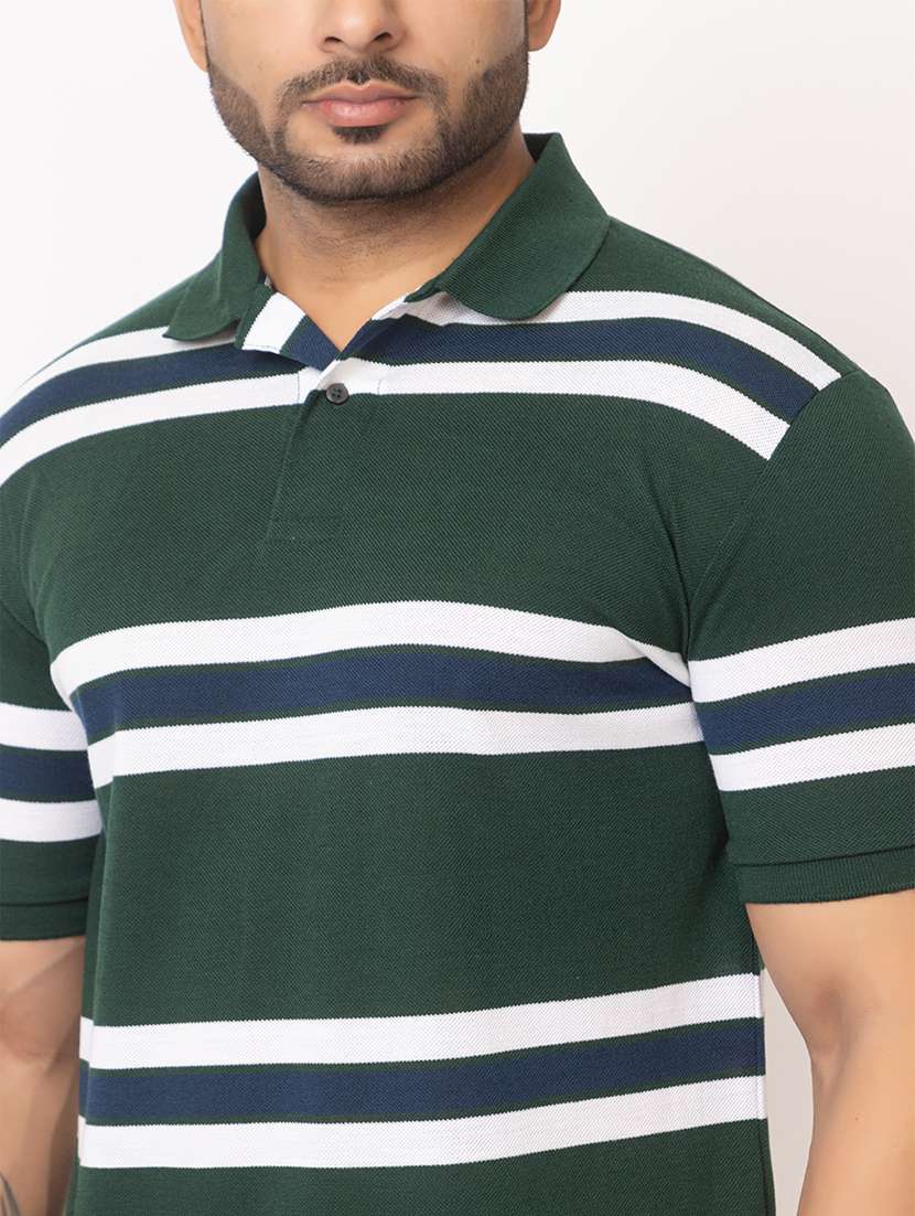 men striped short sleeve regular fit polo t-shirt - 21935985 - Standard Image - 2