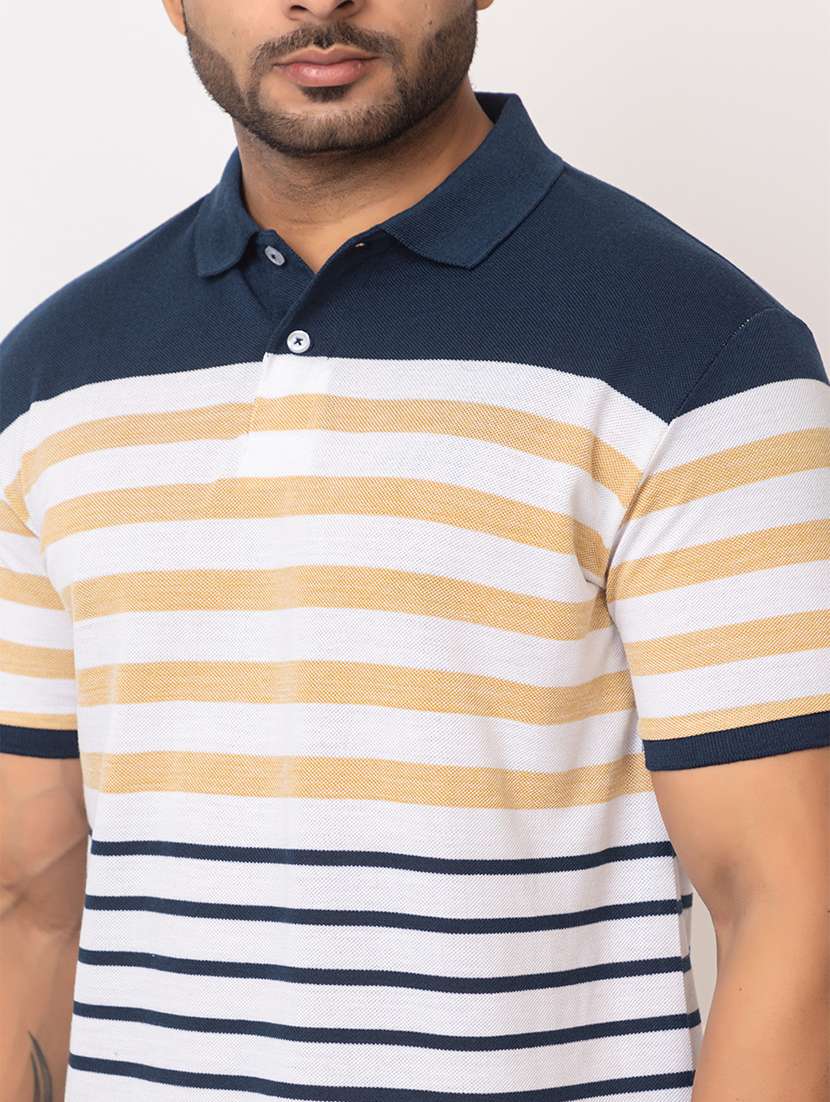 men striped short sleeve regular fit polo t-shirt - 21935996 -  Standard Image - 2